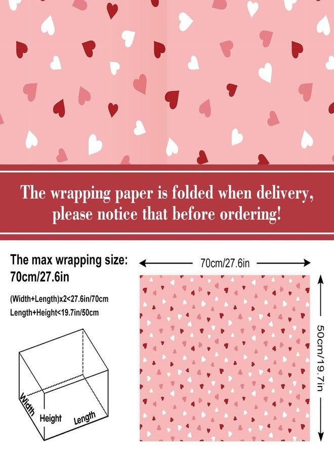 Whaline 12 Sheet Valentine's Day Wrapping Paper Heart Stripe Gift Wrap Paper Bulk Folded Flat Pink Red Craft Paper for DIY Crafts Wedding Anniversary Party Gift Packing Supplies, 19.7 x 27.6 Inch - Image 2